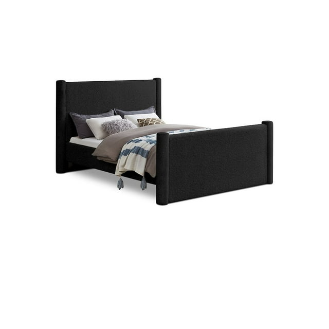 Meridian Furniture Elias Black Boucle Fabric Queen Bed