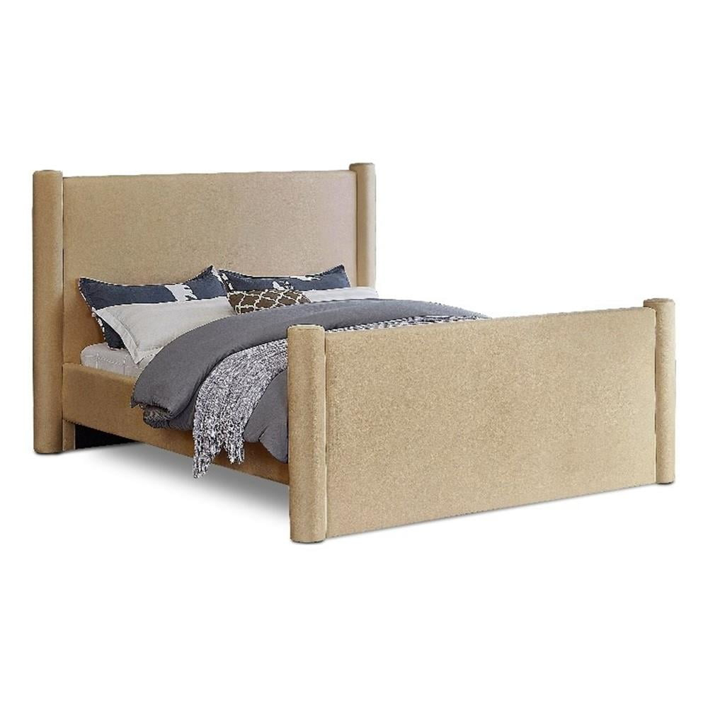 Meridian Furniture Elias Camel Velvet Queen Bed