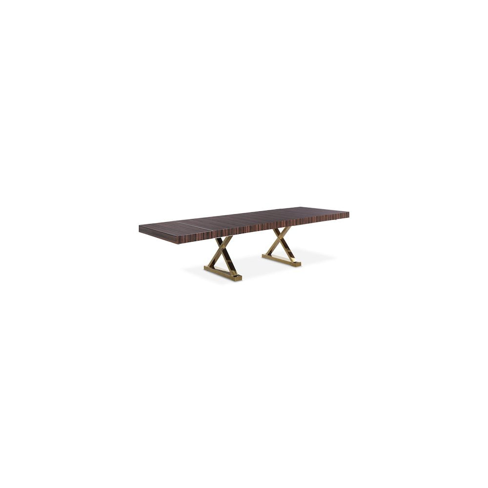 Meridian Furniture Excel Zebra Wood Lacquer Top Extendable 2 Leaf Dining Table
