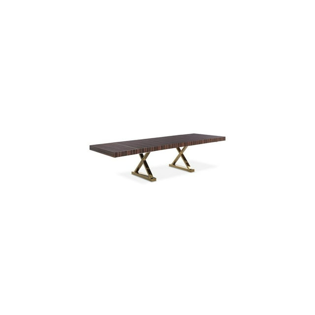 Meridian Furniture Excel Zebra Wood Lacquer Top Extendable 2 Leaf Dining Table