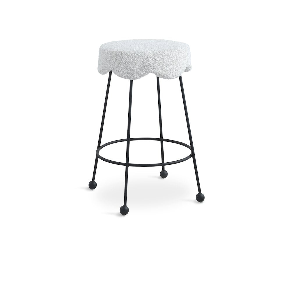 Meridian Furniture Fleur Cream Boucle Fabric Counter Stool
