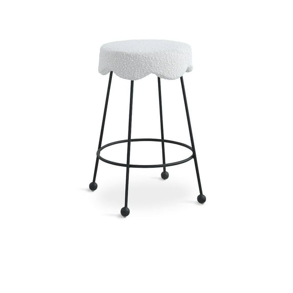 Meridian Furniture Fleur Cream Boucle Fabric Counter Stool