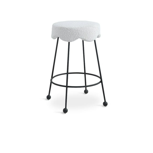 Meridian Furniture Fleur Cream Boucle Fabric Counter Stool