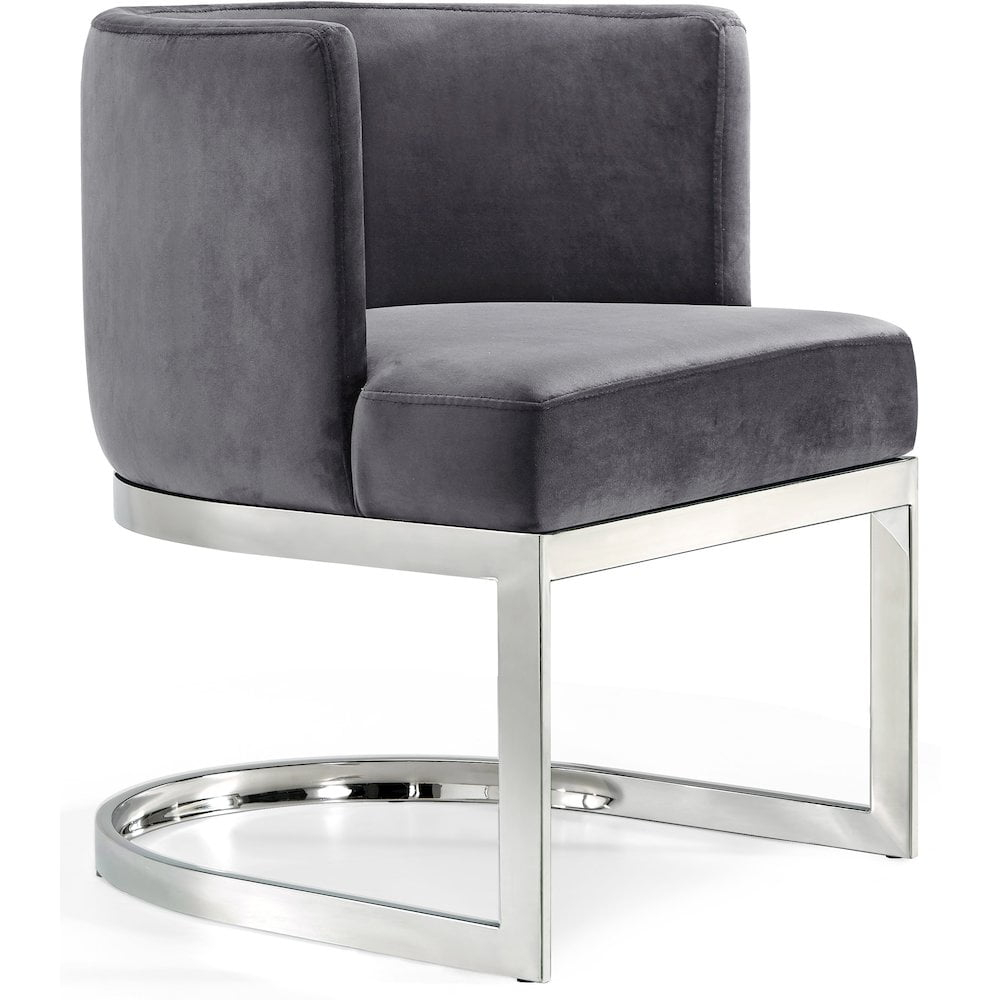 RUIHONGQING Gianna Collection Modern | Contemporary Velvet Upholstered Dining Chair with Polished Chrome Metal Frame, 24" W x 22" D x 29.5" H, Grey