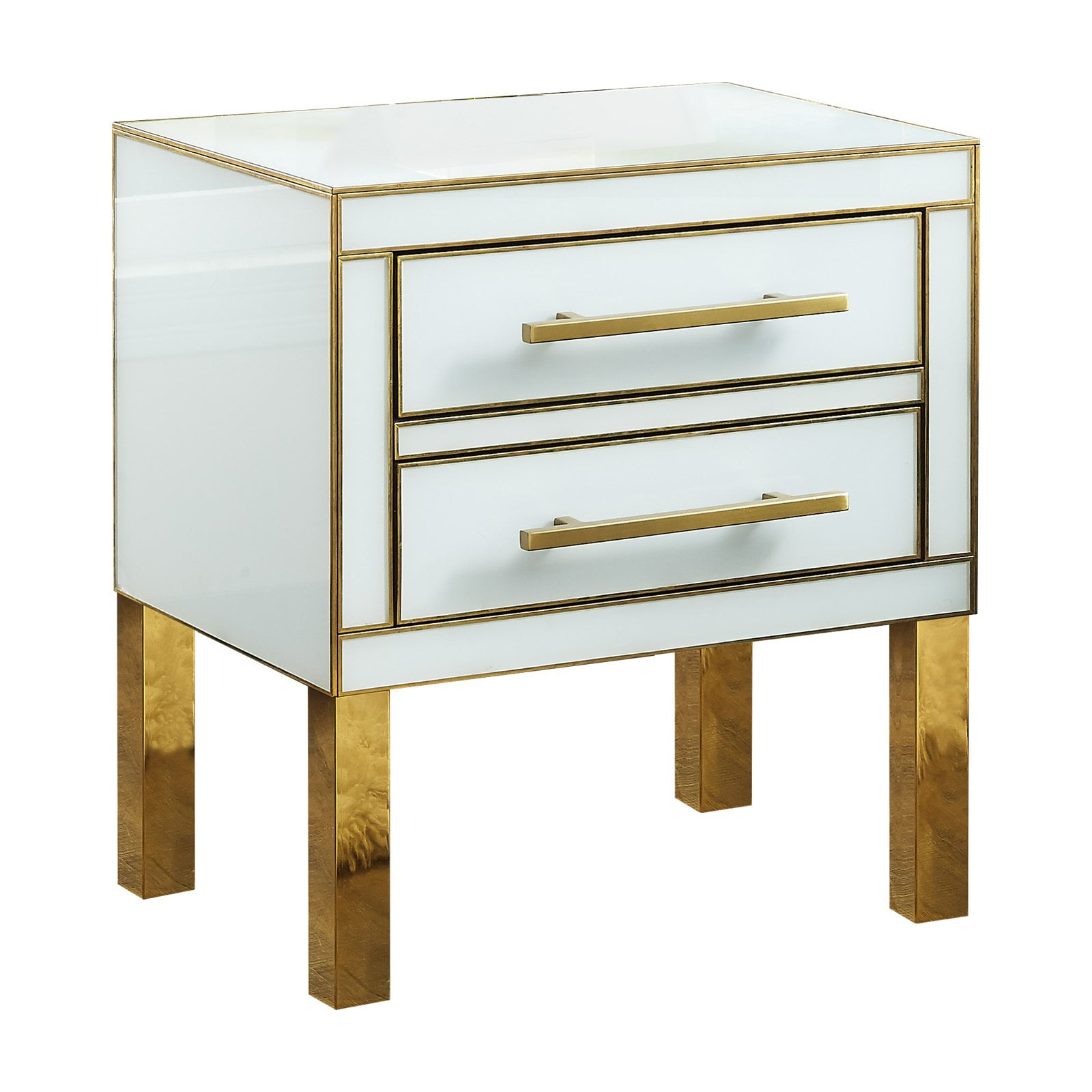 Meridian Furniture Gigi White Lacquer and Gold Side Table