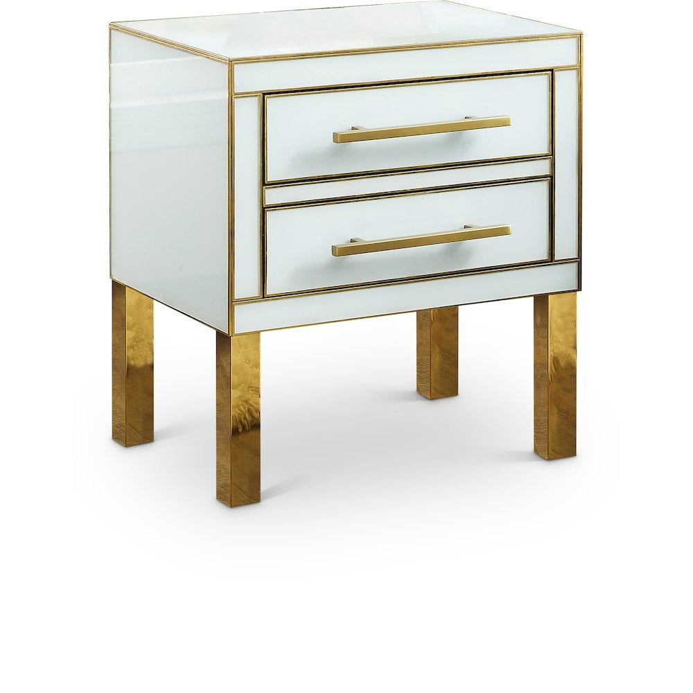 Meridian Furniture Gigi White Lacquer and Gold Side Table