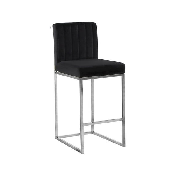 Meridian Furniture Giselle 26"H Velvet Counter Stool in Black