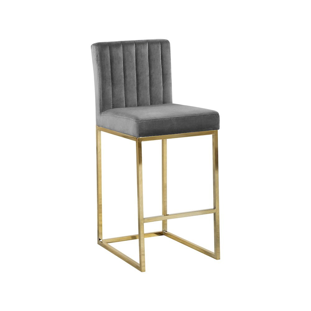 Meridian Furniture Giselle 26"H Velvet Counter Stool in Gray