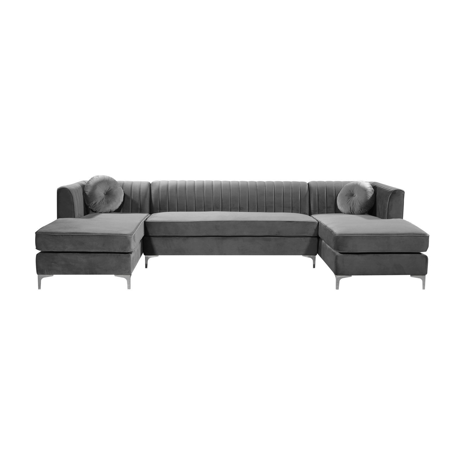 Meridian Furniture Graham 3pc Velvet Sectional in Gray
