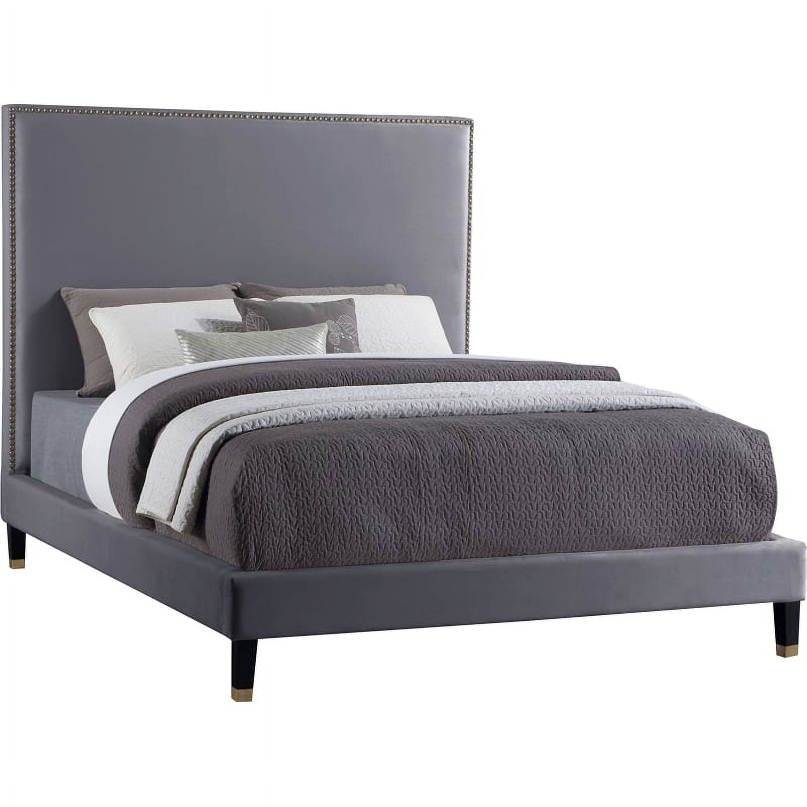 Meridian Furniture Harlie Gray Velvet Queen Bed