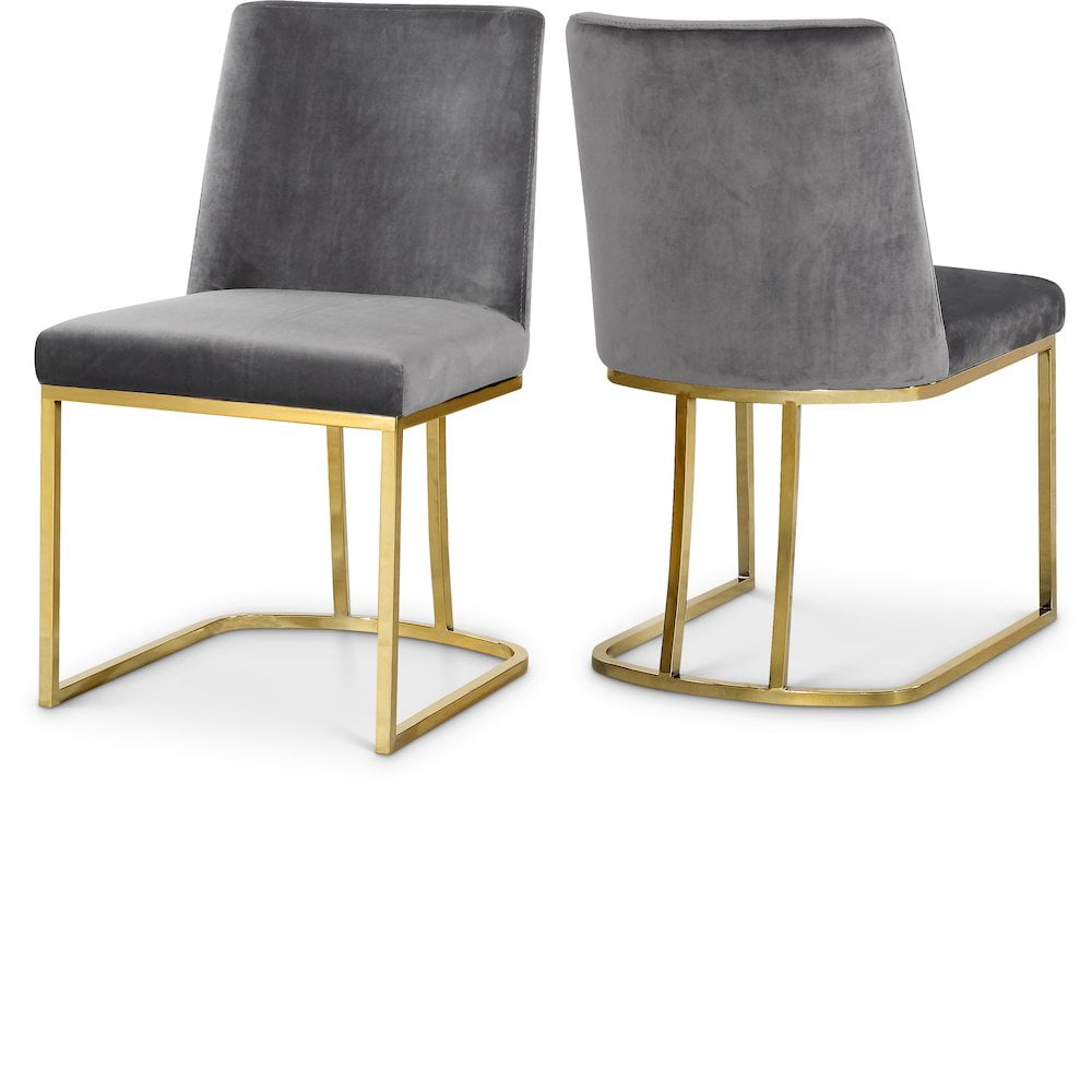 Meridian Furniture Heidi Gray Velvet Dining Chair (Set of 2)