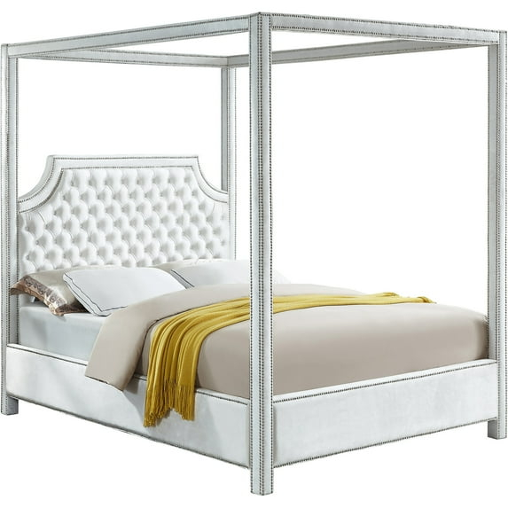 Meridian Furniture Inc Rowan Tufted Canopy Bed with Nailhead Trim