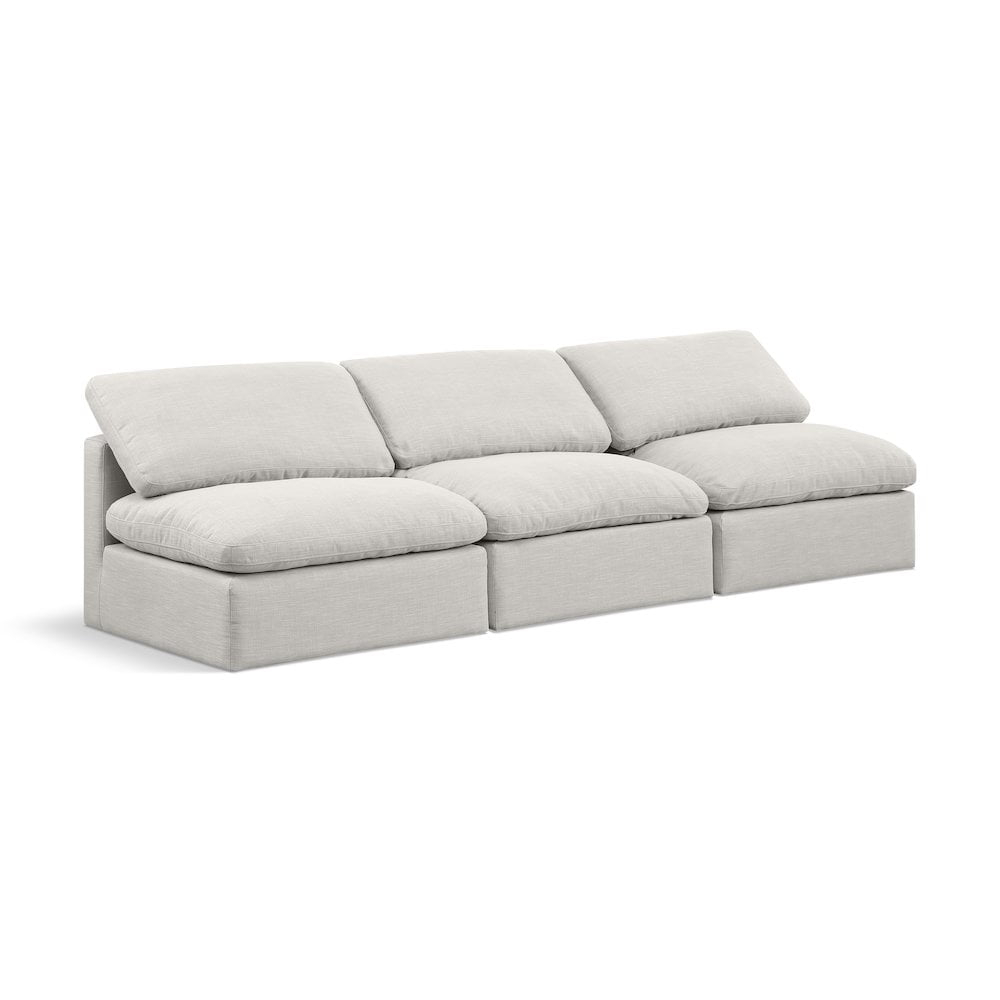 Meridian Furniture Indulge 105" Upholstered Fabric Modular Sofa in Cream