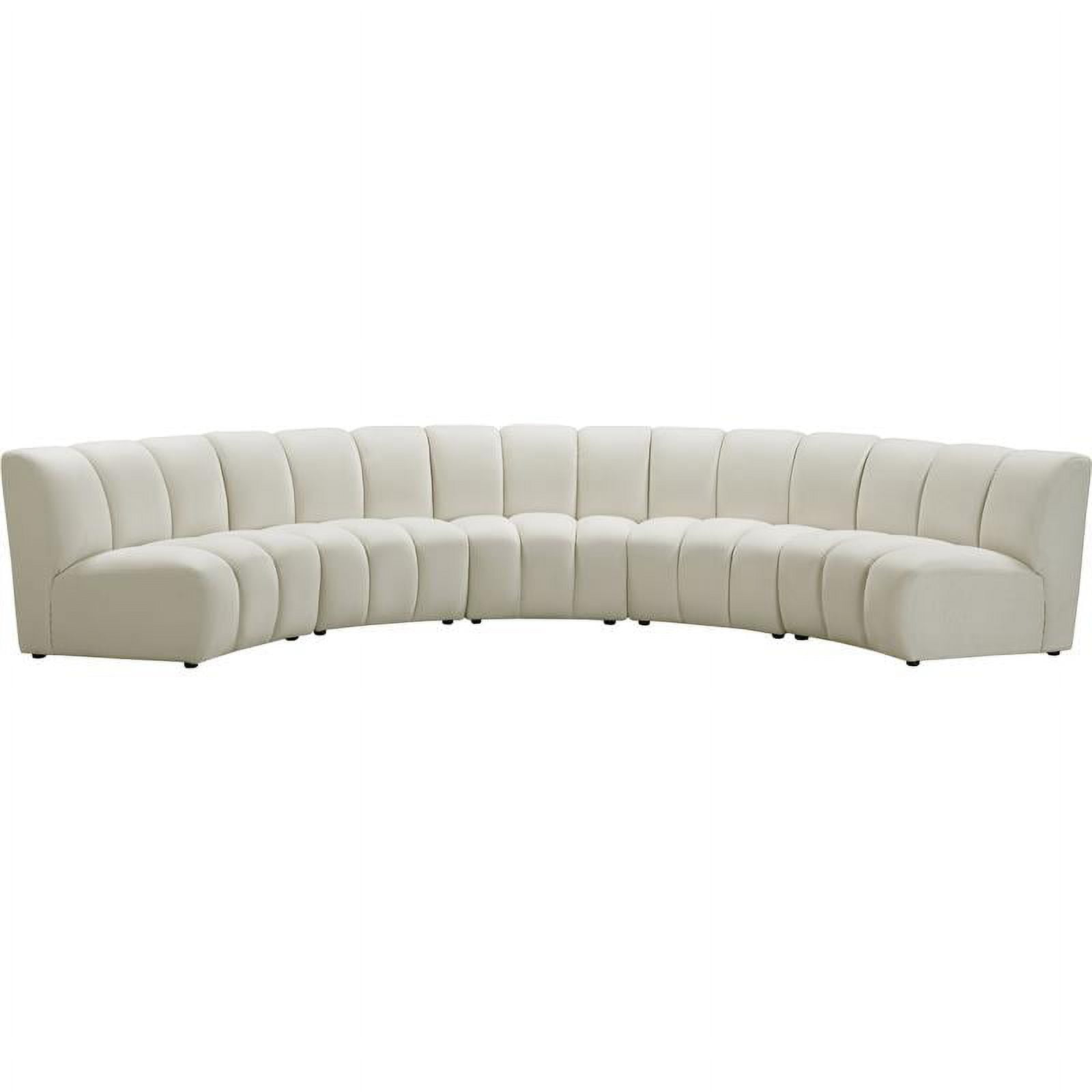 Meridian Furniture Infinity Cream Velvet 5pc. Modular Sectional