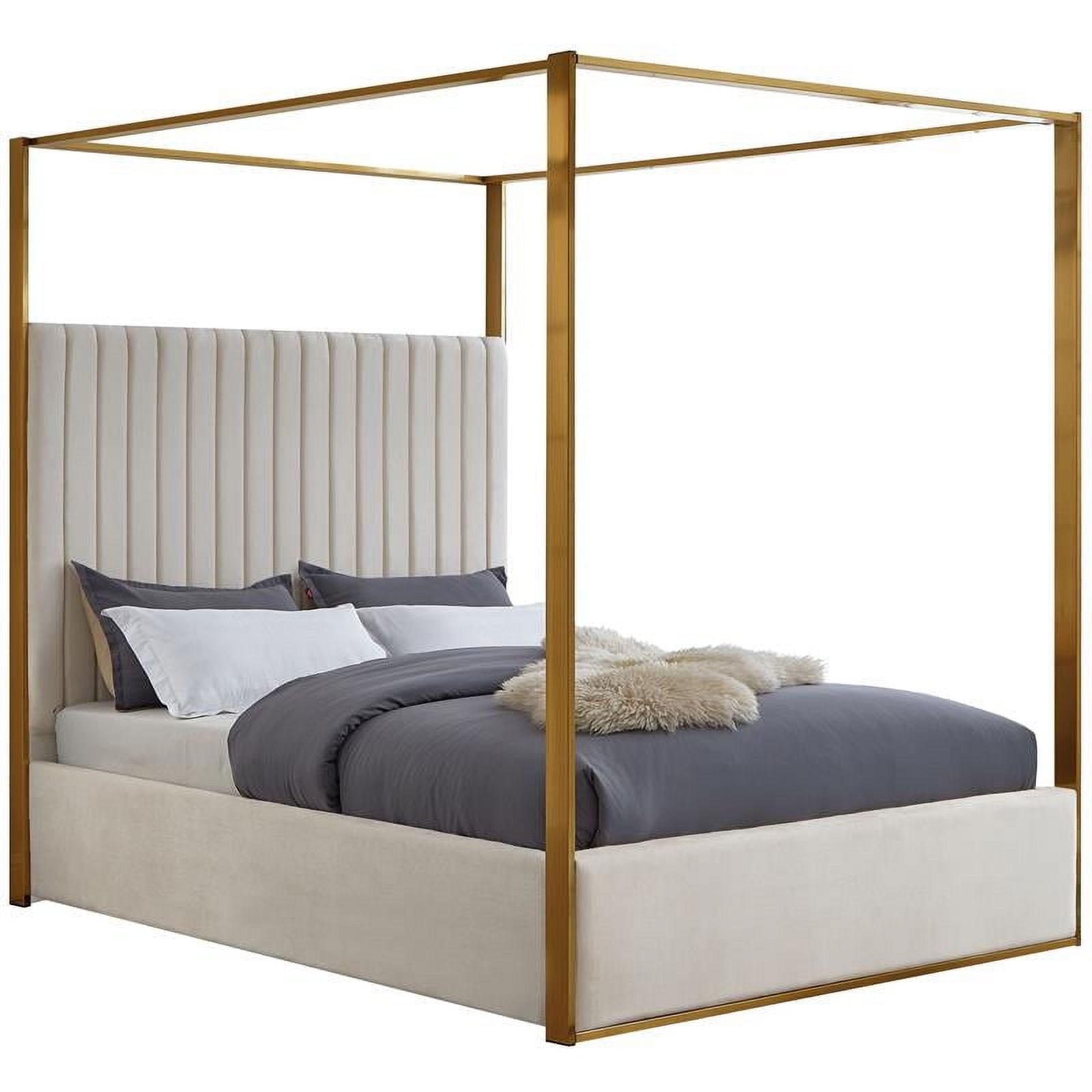 Meridian Furniture Jones Cream Velvet Queen Bed