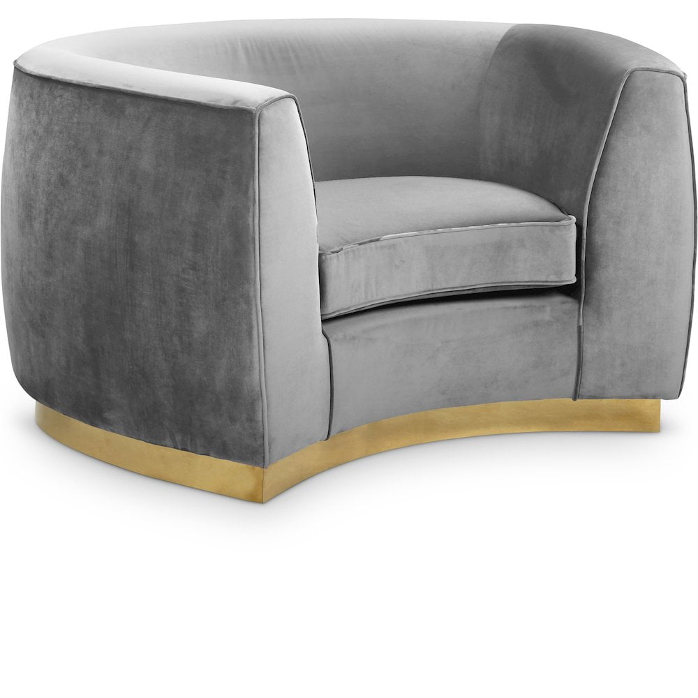 Homestock Rustic-Refinement Grey Velvet Chair