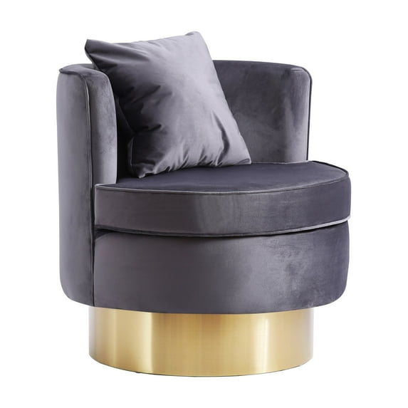 Meridian Furniture Kendra Grey Velvet Swivel Accent Chair