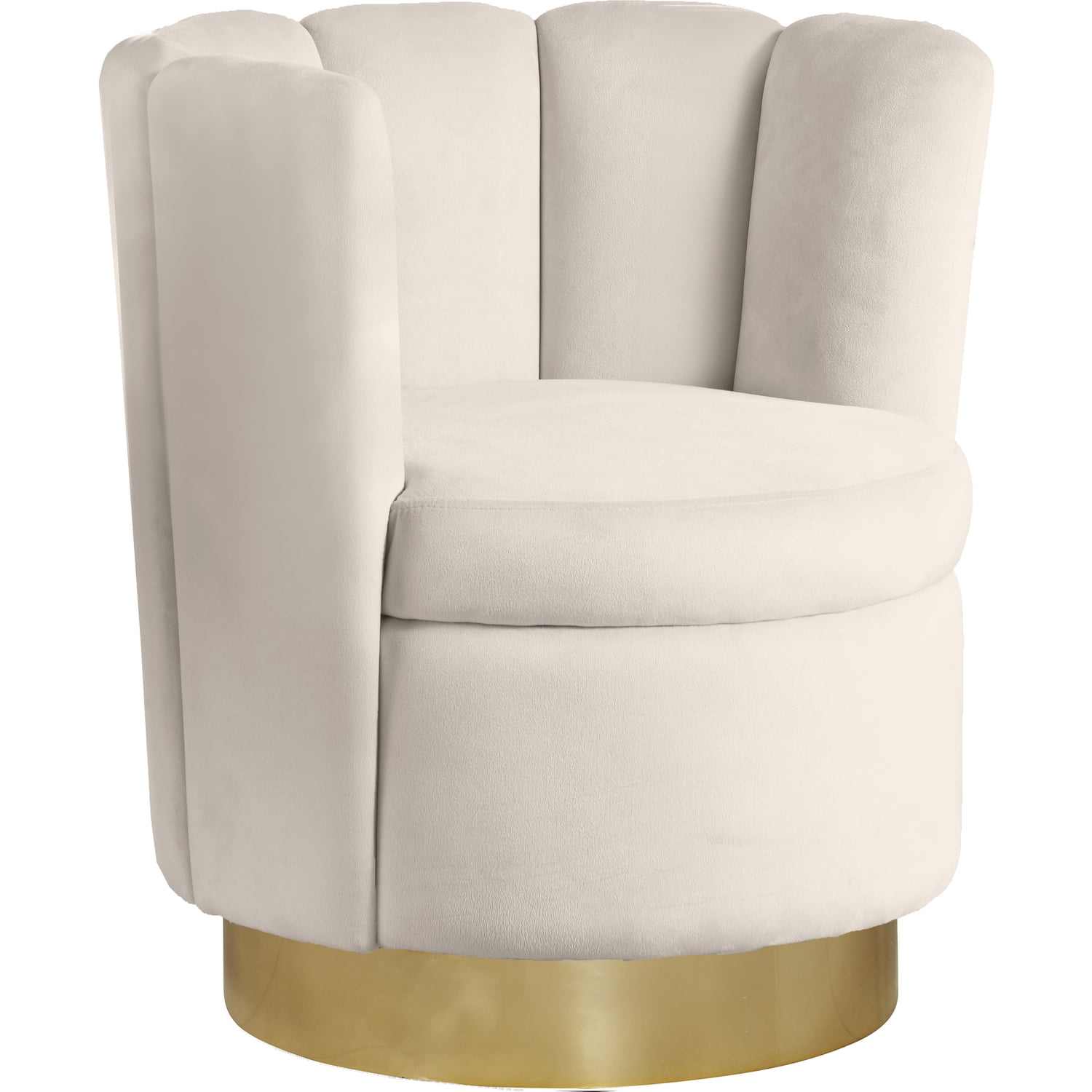 Meridian Furniture Lily Cream Velvet Swivel Accent Chair