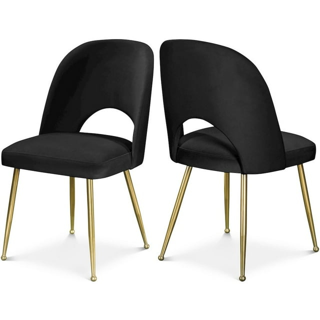 Meridian Furniture Logan Black Velvet Dining Chair (Set of 2)