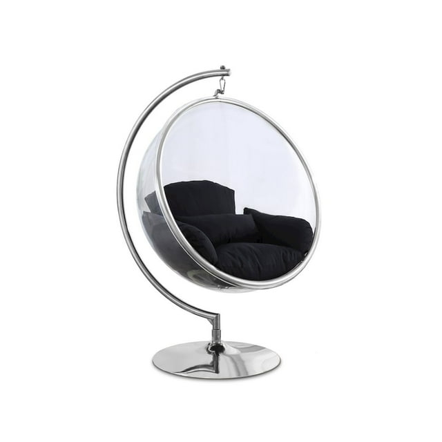 Meridian Furniture Luna Fabric Acrylic Swing Bubble Accent Chair in Black
