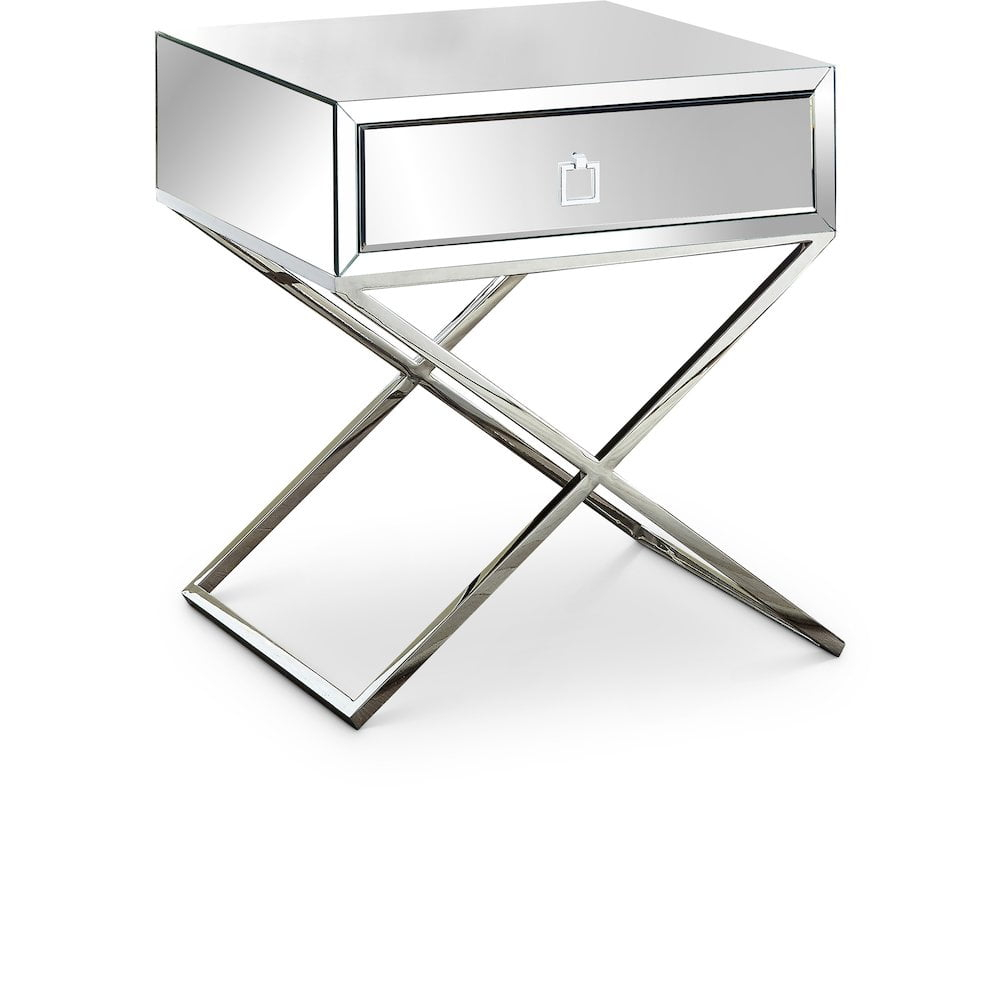 Meridian Furniture Lynn Mirrored and Chrome Side Table