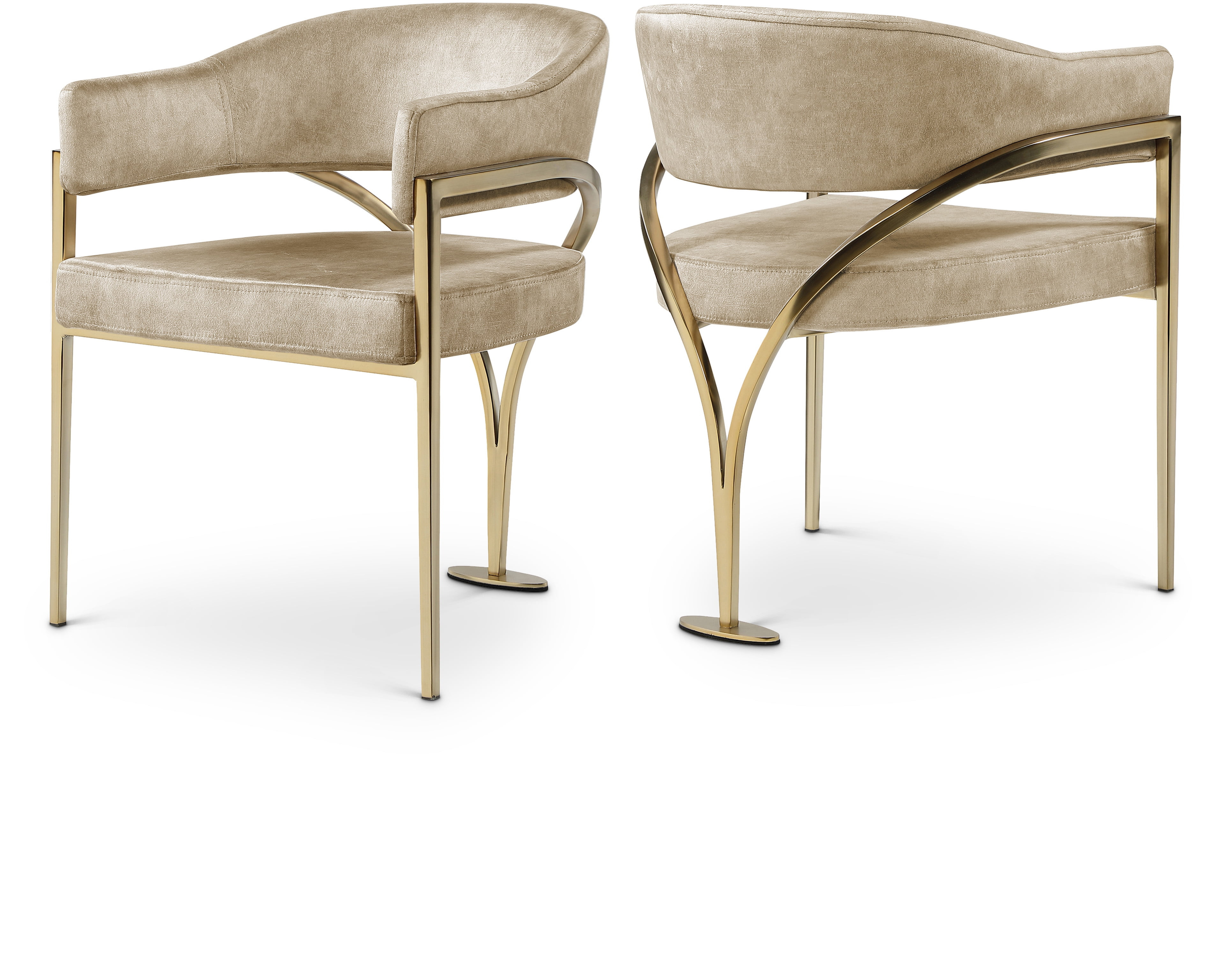 Meridian Furniture Madelyn Beige Velvet Dining Chair (Set of 2)