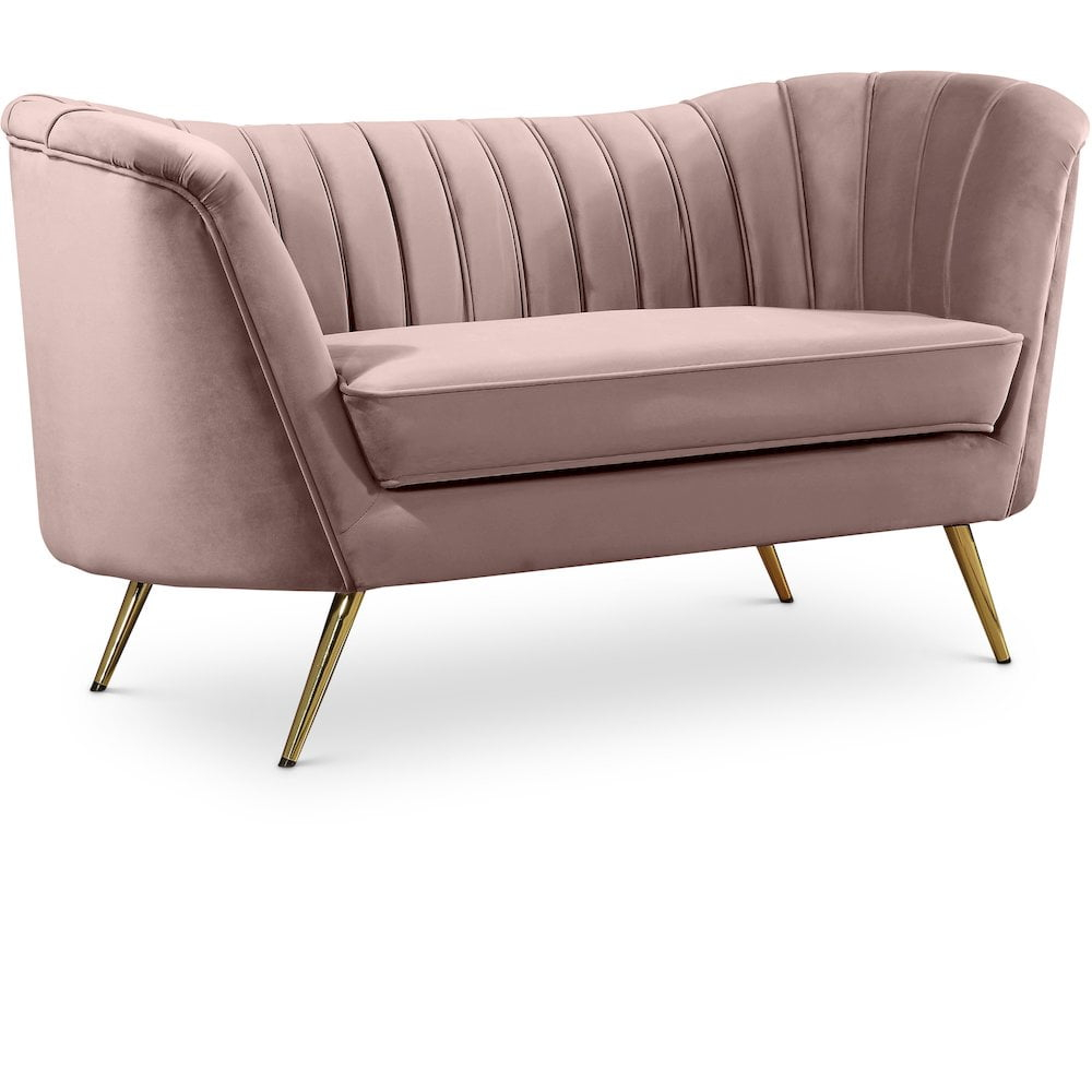 Meridian Furniture Margo Pink Velvet Loveseat