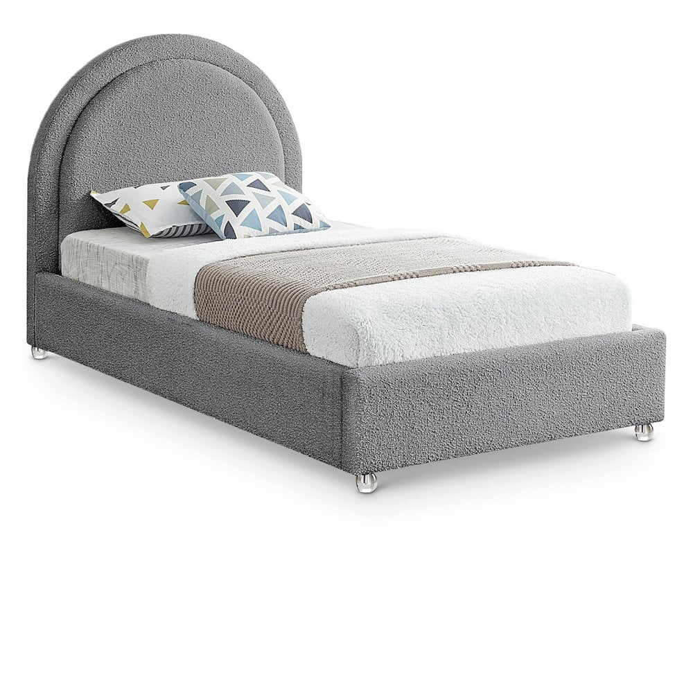 Meridian Furniture Milo Grey Fabric Twin Bed