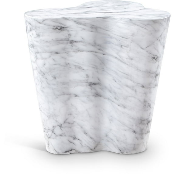 Meridian Furniture Monza White Indoor/Outdoor Concrete Marble Finish End Table