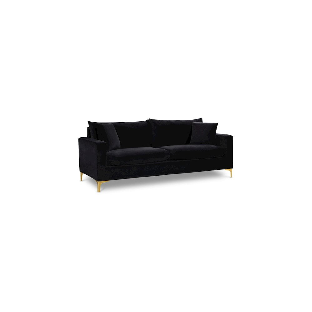 Meridian Furniture Naomi Contemporary Velvet Sofa in Black