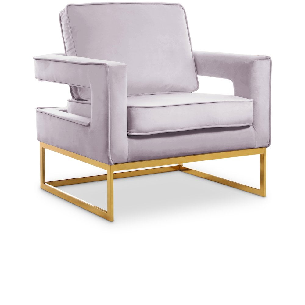 Meridian Furniture Noah Pink Velvet Accent Chair with Gold Iron Base