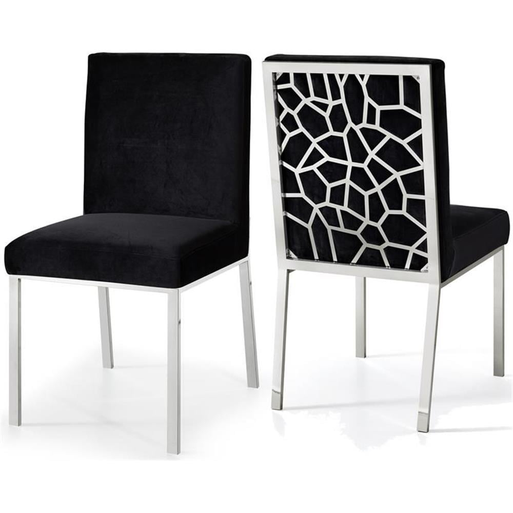 Meridian Furniture Opal 20"H Velvet Dining Chair in Black (Set of 2)