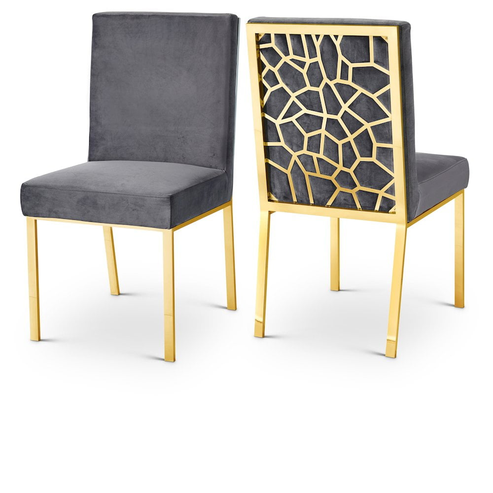 Meridian Furniture Opal 20"H Velvet Dining Chair in Gray (Set of 2)