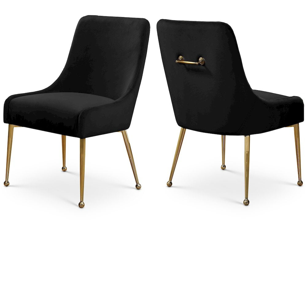 Meridian Furniture Owen 19.5"H Velvet Dining Chair in Black (Set of 2)