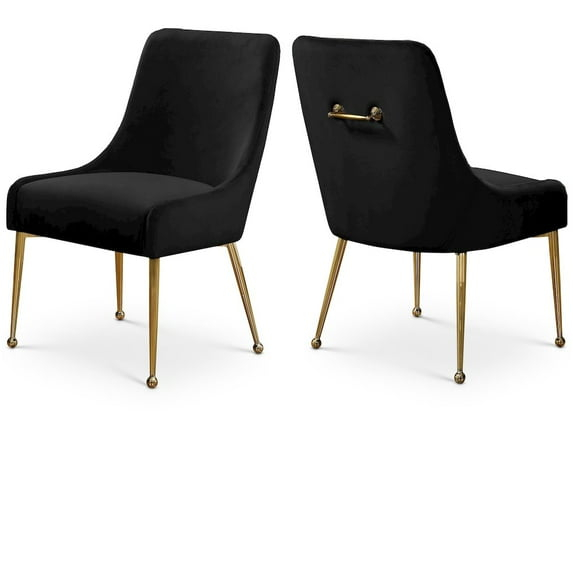 Meridian Furniture Owen 19.5"H Velvet Dining Chair in Black (Set of 2)