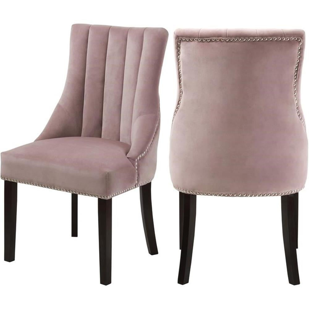Meridian Furniture Oxford 19"H Velvet Dining Chair in Pink (Set of 2)