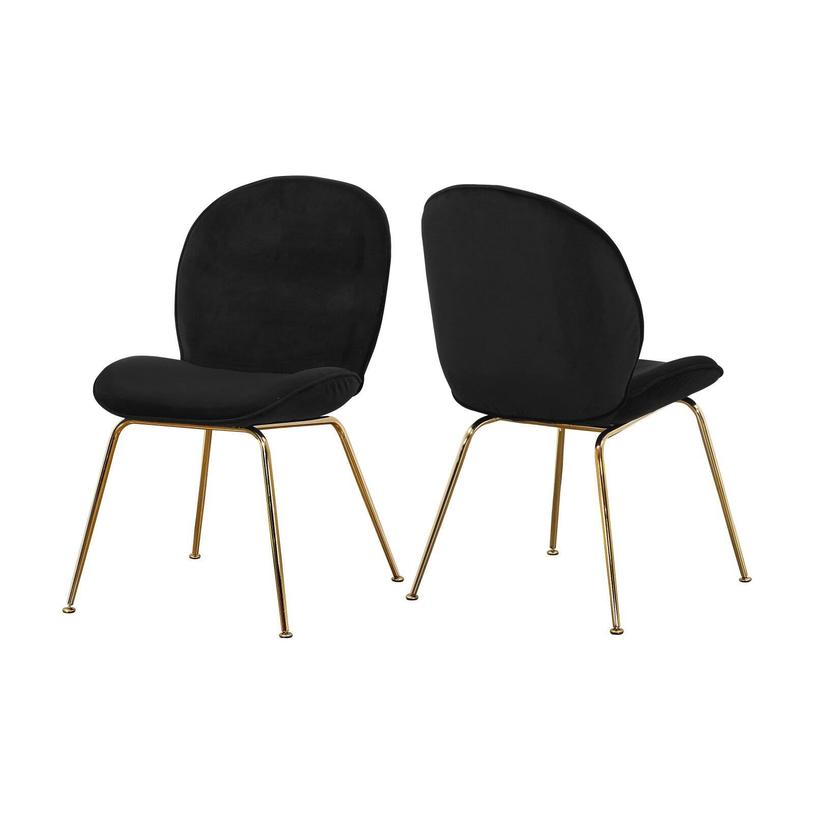 Homestock Mediterranean Magic Black Velvet Dining Chair, Set of 2