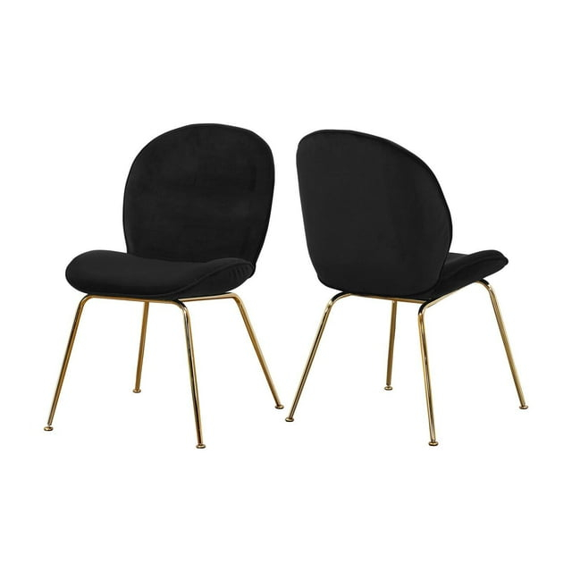 Homestock Mediterranean Magic Black Velvet Dining Chair, Set of 2