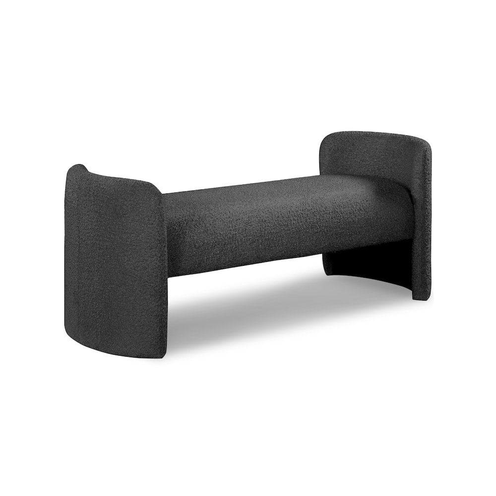 Meridian Furniture Peyton Black Boucle Fabric Bench