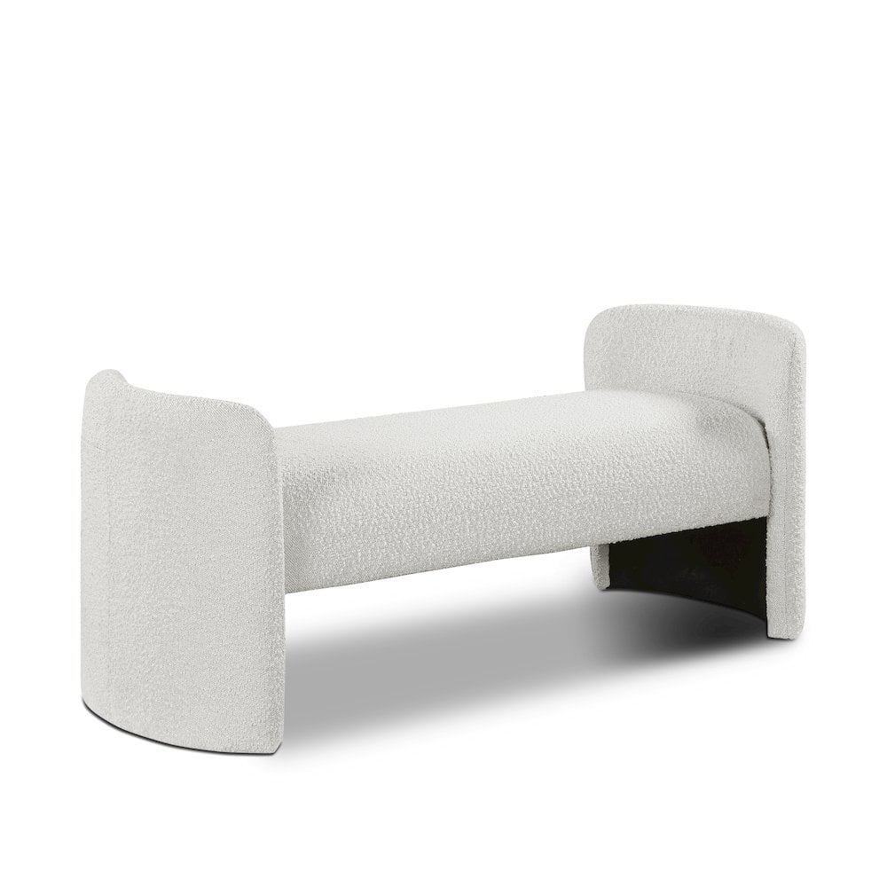Meridian Furniture Peyton Cream Boucle Fabric Bench