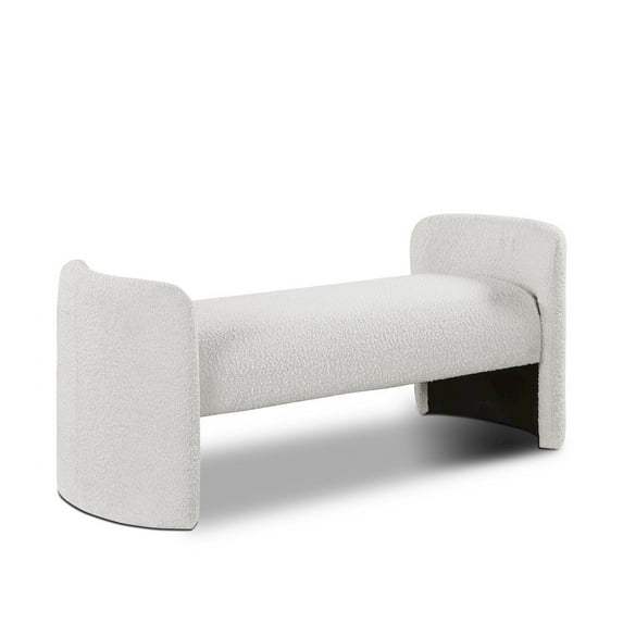 Meridian Furniture Peyton Cream Boucle Fabric Bench
