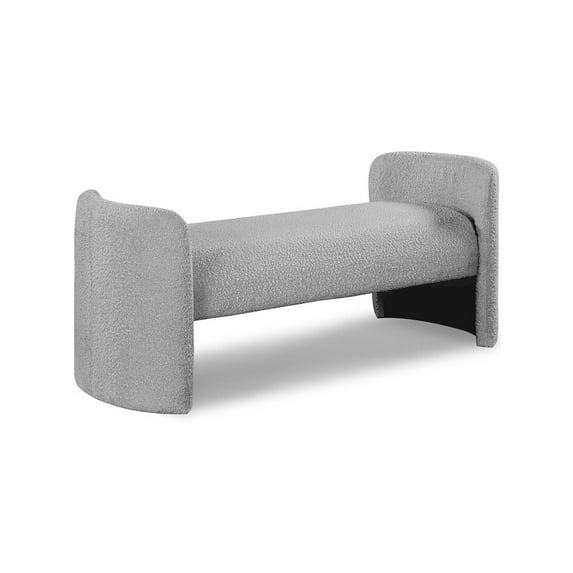 Meridian Furniture Peyton Grey Boucle Fabric Bench
