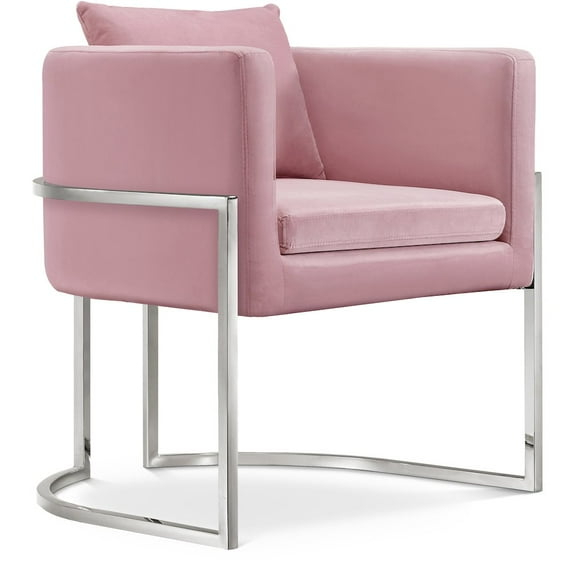 Meridian Furniture Pippa 18.5"H Velvet Accent Chair in Pink and Chrome