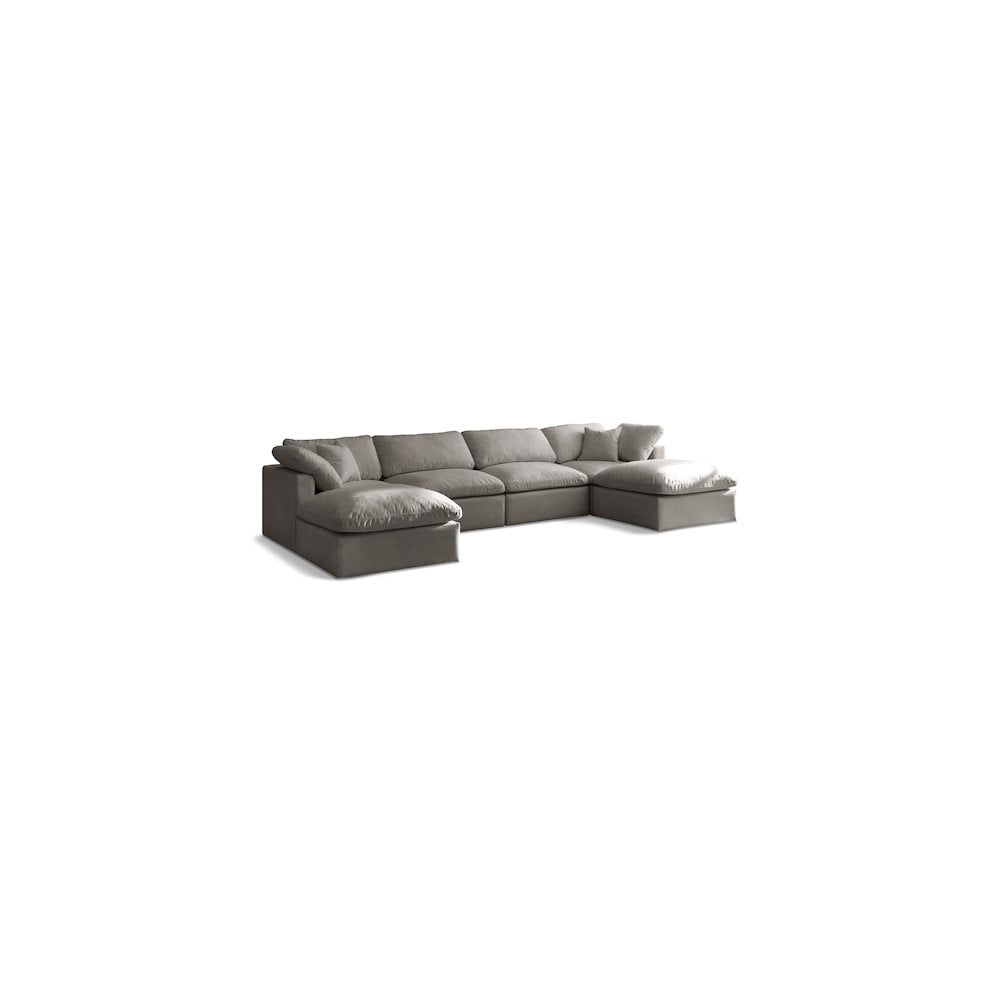 Meridian Furniture Plush Standard Gray Velvet Modular Sectional
