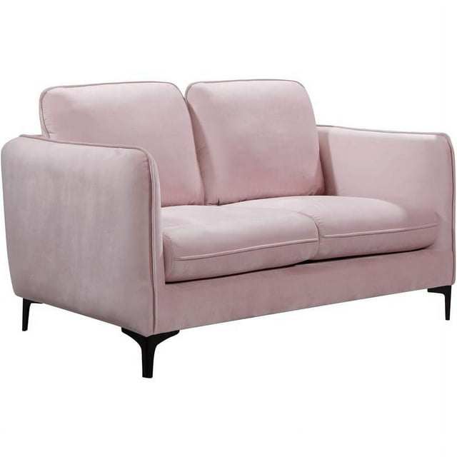 Meridian Furniture Poppy Contemporary Velvet Loveseat in Pink