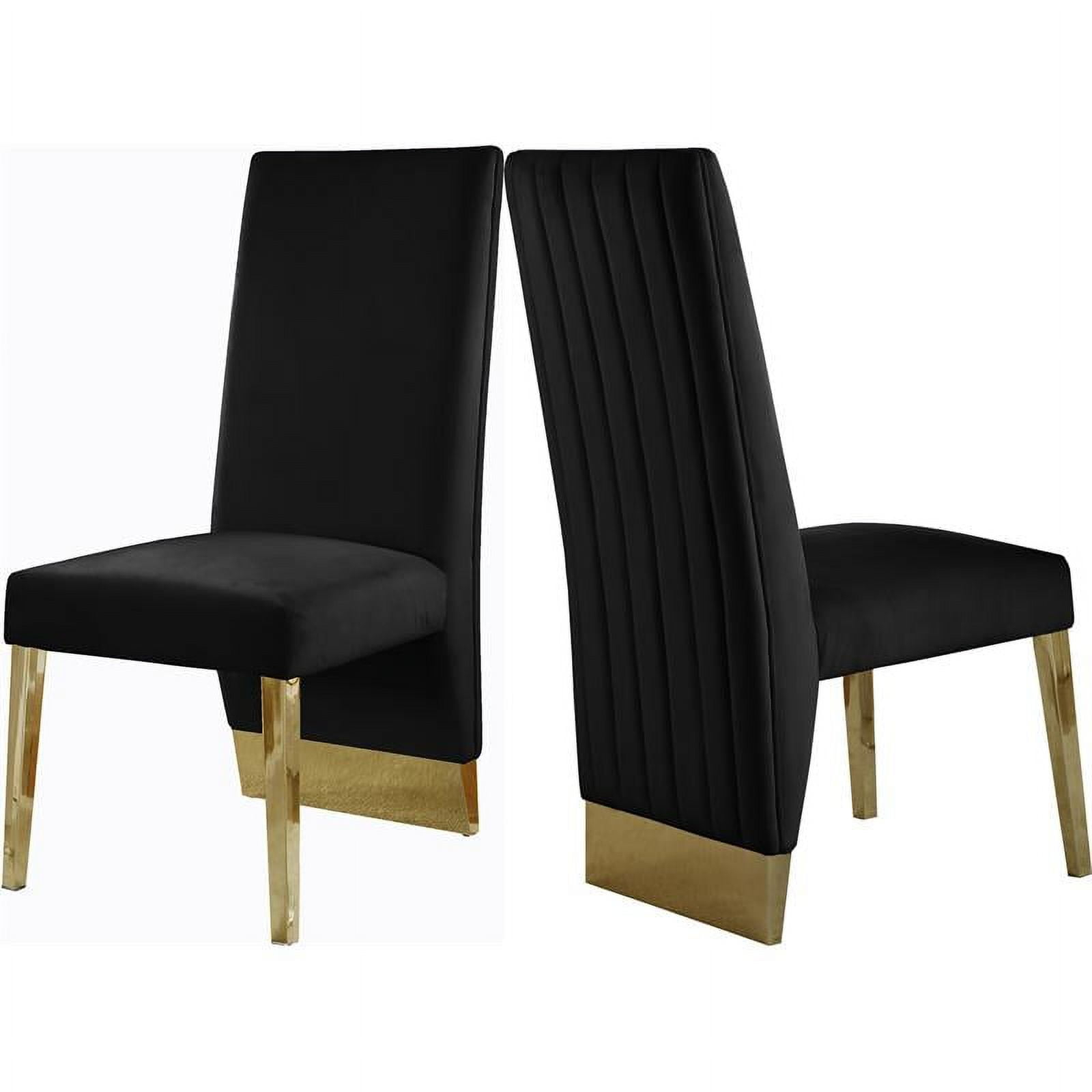 Meridian Furniture Porsha 19"H Velvet Dining Chair in Black (Set of 2)