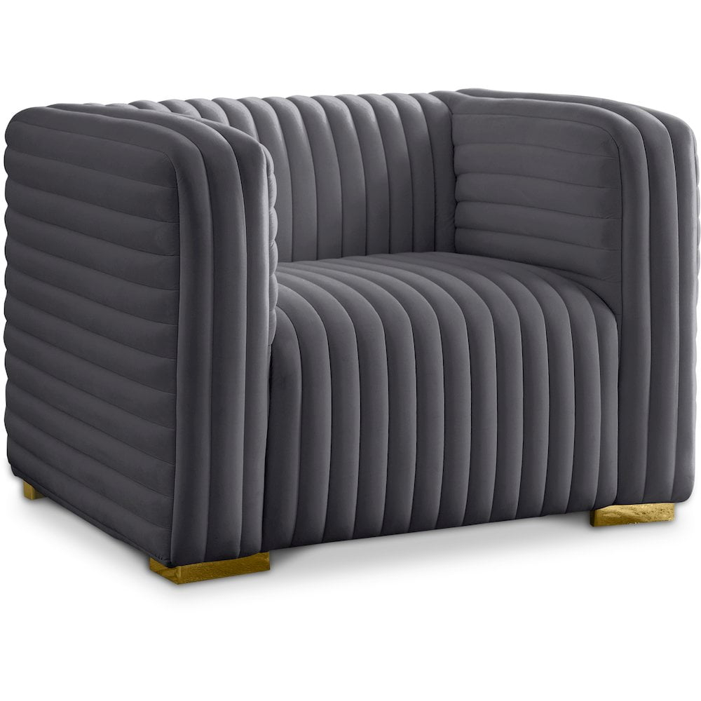 Meridian Furniture Ravish Grey Velvet Chair