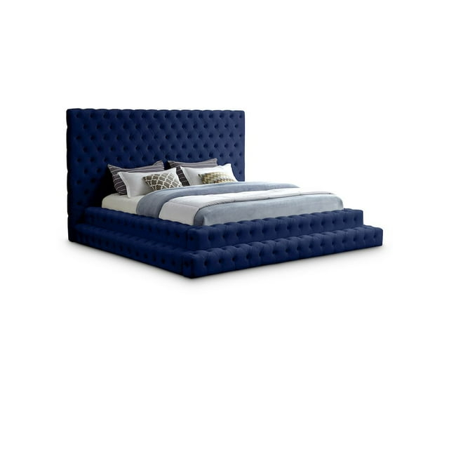 Meridian Furniture Revel Navy Velvet King Bed
