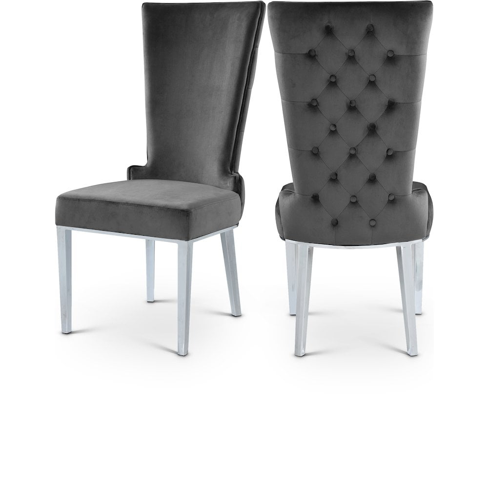 Meridian Furniture Serafina 20"H Velvet Dining Chair in Gray (Set of 2)