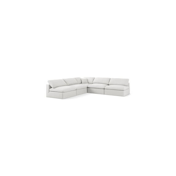 Meridian Furniture Serene Cream Durable Linen Fabric Modular Sectional